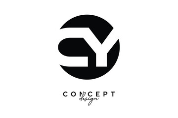 CY Creative Negative Space Circle Monogram Logo Design