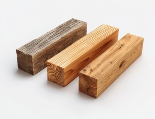Three wooden blocks of varying tones, arranged horizontally