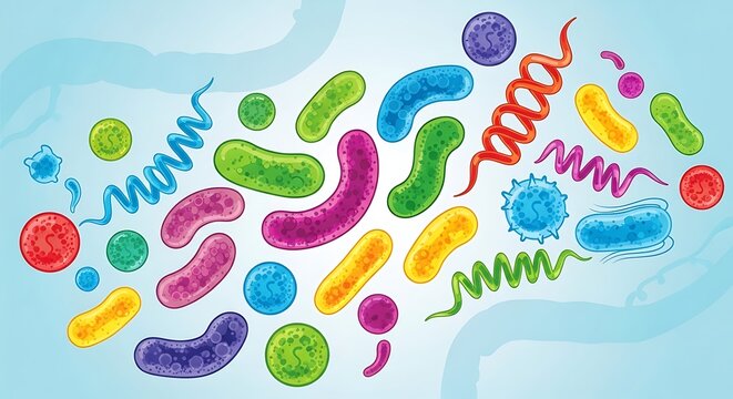 Colorful Microorganisms in Diverse Shapes.