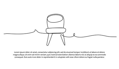 One line of chair. Abstract minimal continuous line.
