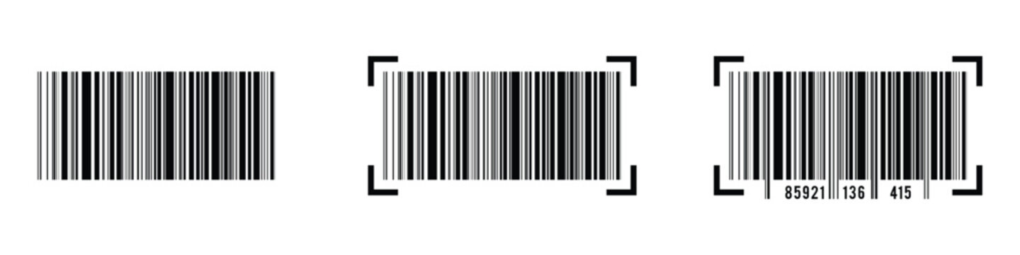 Realistic barcode. Barcode icon. Simple Fake Barcode vector icon. Black barcode icon. Collection of barcode icon for product identification, retail vector design element. Vector illustration eps 10.