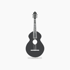 Obraz premium Simple Silhouette of an Acoustic Guitar.