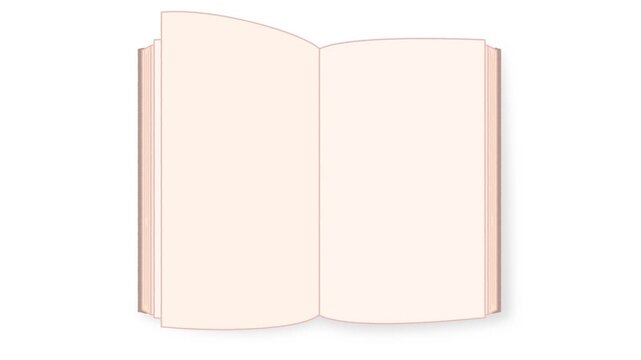 Colorful open book page turning animation set
