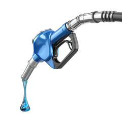 Fuel Pump Nozzle With Liquid Flowing From The End Isolated On White Background