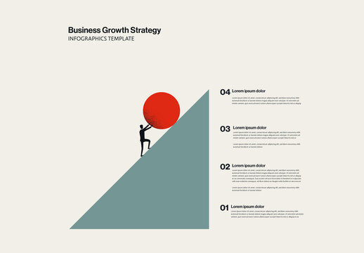 Business Growth Strategy Infographic Template with Minimalist Illustration