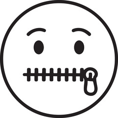 Muzzled Emoji: A simple yet powerful illustration of a zipped-mouth emoji, representing silence and discretion, and conveying a sense of confidentiality or restraint. © DesignINKZ