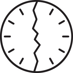 Time's Fragmentation: A stark, minimalist graphic of a cracked clock face, symbolizing disruption, urgency, or the passage of time.