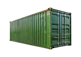 Military green cargo container. isolated on transparent or white background