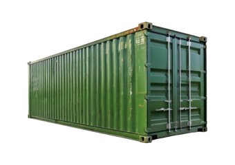 Military green cargo container. isolated on transparent or white background