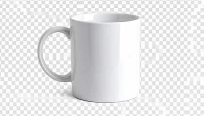 Blank White Ceramic Mug Isolated on Transparent Background