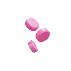 Pink pills isolated on transparent background. 3d render. PNG. Tablets, medicine concept. 3D rendering, ui, ux. Pills. Health