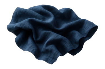 Creased indigo cotton fabric with deep color