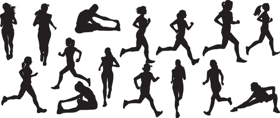  running silhouette vector, jogging people outline, male runner shadow, female running icon, marathon runner sketch, fitness jogger design, sports running silhouette, jogging women vector, exercise ru