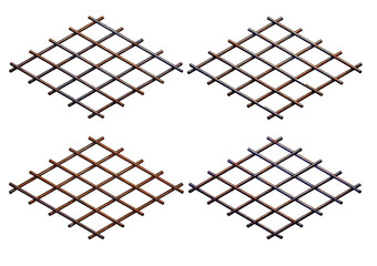 Set Tied rebar cage isolated on transparent or white background