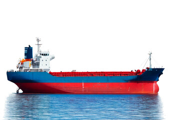 Fototapeta premium Large cargo ship vessel isolated on transparent or white background