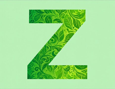 Green letter Z with floral pattern