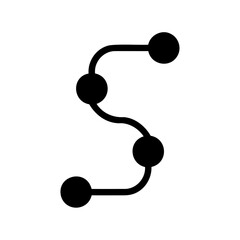 Black and white illustration of a stylized network diagram with connecting nodes