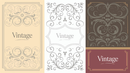 Fototapeta premium Vintage Decorative Frames and Borders with the Word 