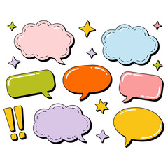 Speech Bubbles with Stars, Dots, and Exclamation Marks