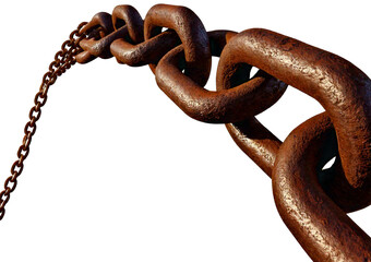 Obraz premium Rusty chain isolated on transparent or white background