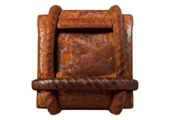 Rusty metal armature isolated on transparent or white background