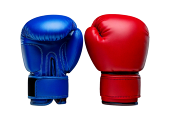 Selective focus boxing mitt isolated on a transparent or white background.