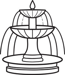Modern Water Fountain Silhouette Black Vector Illustration for Architectural Decor