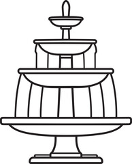 Modern Water Fountain Silhouette Black Vector Illustration for Architectural Decor