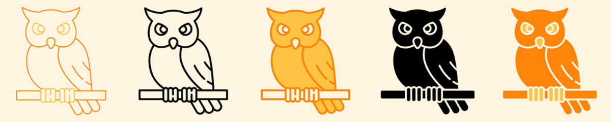 Owl Icon Set Multiple Style Collection