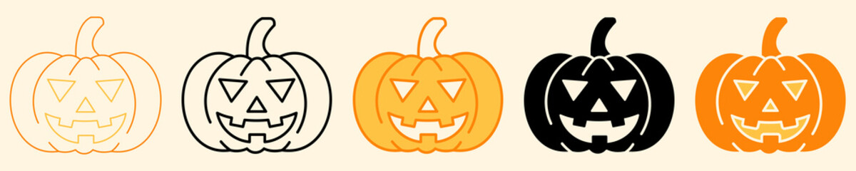 Jack O Lantern Icon Set Multiple Style Collection