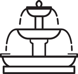 Modern Water Fountain Silhouette Black Vector Illustration for Architectural Decor