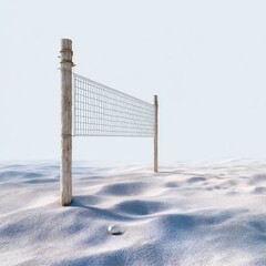 Beach volleyball with net isoleted on white background .