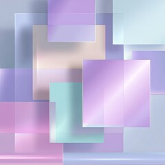 Obraz premium pastel gradient background with layered 3D shapes in cream, lavender, and mint, glossy reflections, gentle diffused light