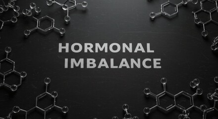 Hormonal Imbalance Molecules on dark background.
