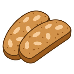 Biscotti Italian traditional almond biscuit flat color vector illustration template design