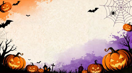 A Halloween background with pumpkins and haunted trees