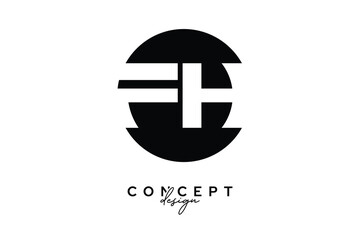 FH Creative Negative Space Circle Monogram Logo Design