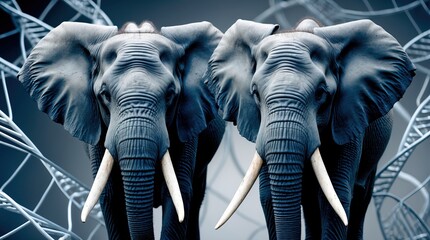 African Elephants with DNA Background: Visualization of Genetics and Biodiversity Conservation