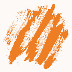 Orange Bold Grainy Brush Stroke Texture. Grunge thick distressed paintbrush design element. Hand draw big bold paint smudge shape