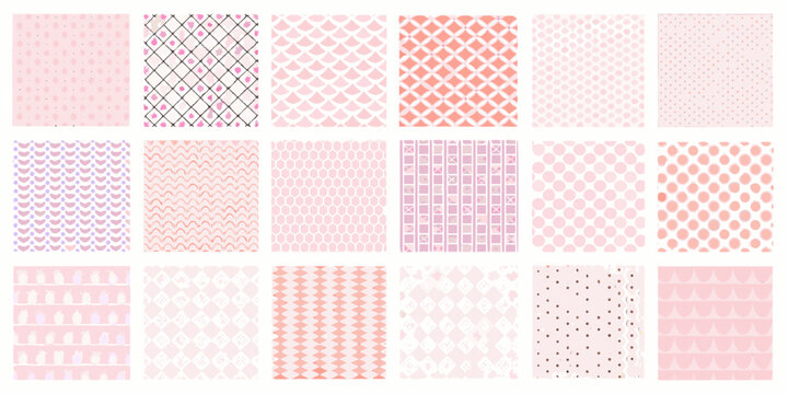 Fototapeta Pink and Coral Abstract Patterns Assortment background
