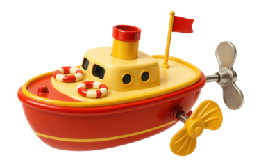 Wind-up toy boat with paddling action