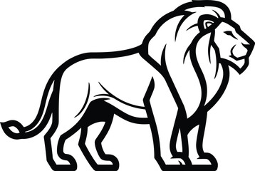 A majestic lion standing proudly, showcasing its strength and elegance in a minimalist vector illustration