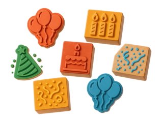 Birthday themed rubber stamps set