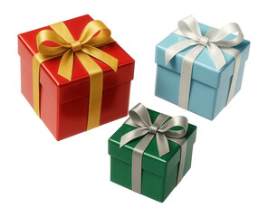 Fototapeta premium Miniature gift boxes with ribbon ties