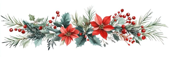 Winter flower garland flowers illustration watercolor.