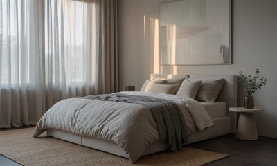 Fototapeta premium Modern bedroom with natural light