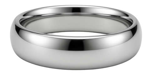 Stainless steel wedding band with polished finish