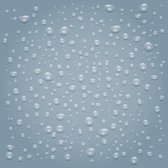 Realistic vector water drop pattern with transparency. Ideal as a graphic resource, background, or element for design, advertising, and decoration projects.