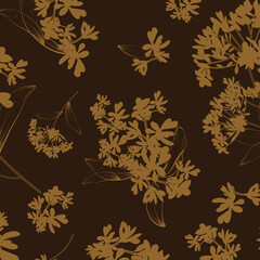 Seamless pattern of minimalist silhouette flower two-tone with red background. Modern floral pattern, Vintage floral background, Pattern for design wallpaper, Gift wrap paper and fashion prints.