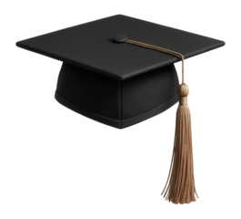 Graduation cap with taupe tassel and flat design